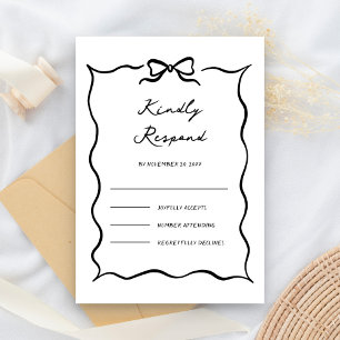 Schwarze und weiße handgezeichnete Bogen-Hochzeit RSVP Karte