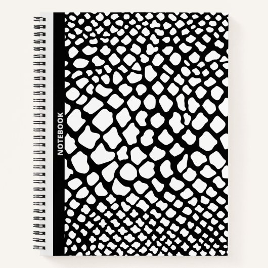 SCHWARZE UND WEISSE HAUTDRUCKER, DESIGN NOTEBOOK NOTIZBLOCK (Vorderseite)