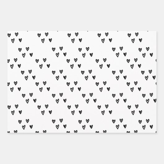 Schwarze und weiße Herzen Geschenkpapier Set (Vorderseite 3)