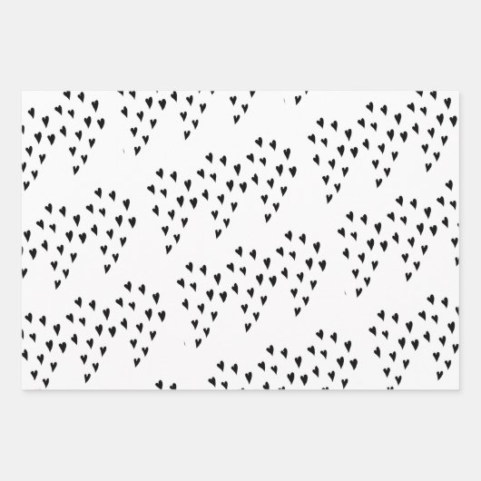 Schwarze und weiße Herzen Geschenkpapier Set (Vorderseite 2)