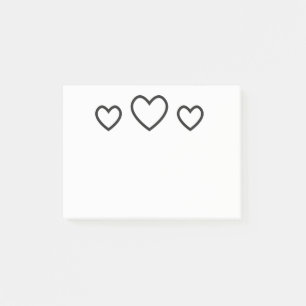 Schwarze und weiße Herzen Liebe Post-it Klebezettel