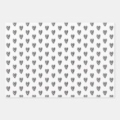 Schwarze und weiße Herzen und Linien Geschenkpapier Set (Vorderseite 3)