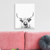 Schwarze und weiße Hochlandkuh Leinwanddruck (Insitu (Wohnzimmer))
