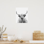 Schwarze und weiße Hochlandkuh Poster (Küche)