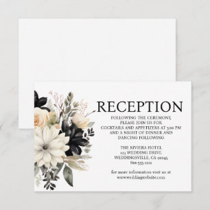 Schwarze und weiße Hochzeitsempfangs-Beilagekarte Begleitkarte