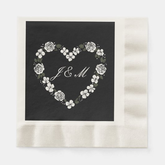 Schwarze und weiße Hochzeitstücher Serviette (Vorderseite)