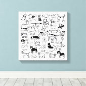 Schwarze und weiße Hunde | Eine Reihe von Hundebra Leinwanddruck (Insitu (Holzboden))