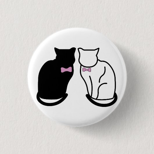 Schwarze und weiße Katze Button (Vorderseite)