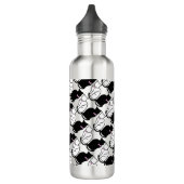 Schwarze und weiße Katze Edelstahlflasche (Links)
