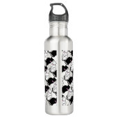 Schwarze und weiße Katze Edelstahlflasche (Rückseite)