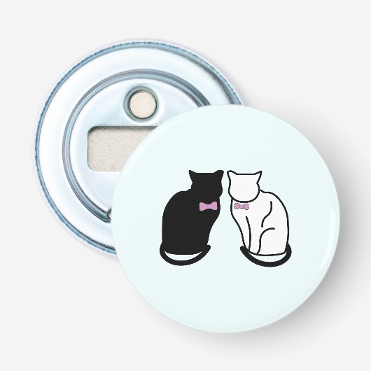 Schwarze und weiße Katze Flaschenöffner (Vorderseite)