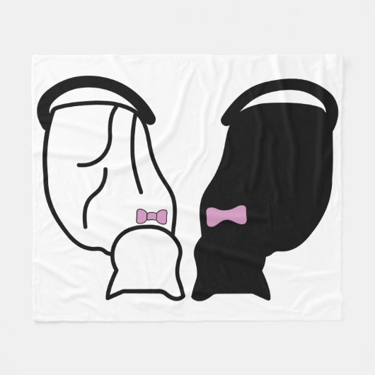 Schwarze und weiße Katze Fleecedecke (Vorderseite (Horizontal))