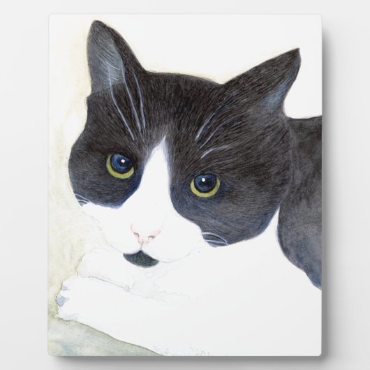 Schwarze und weiße Katze Fotoplatte (Vorderseite)
