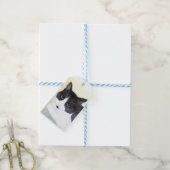 Schwarze und weiße Katze Geschenkanhänger (Mit Garn)