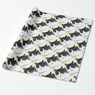 Schwarze und weiße Katze Geschenkpapier