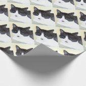 Schwarze und weiße Katze Geschenkpapier (Ecke)