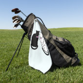 Schwarze und weiße Katze Golfhandtuch (Gras)