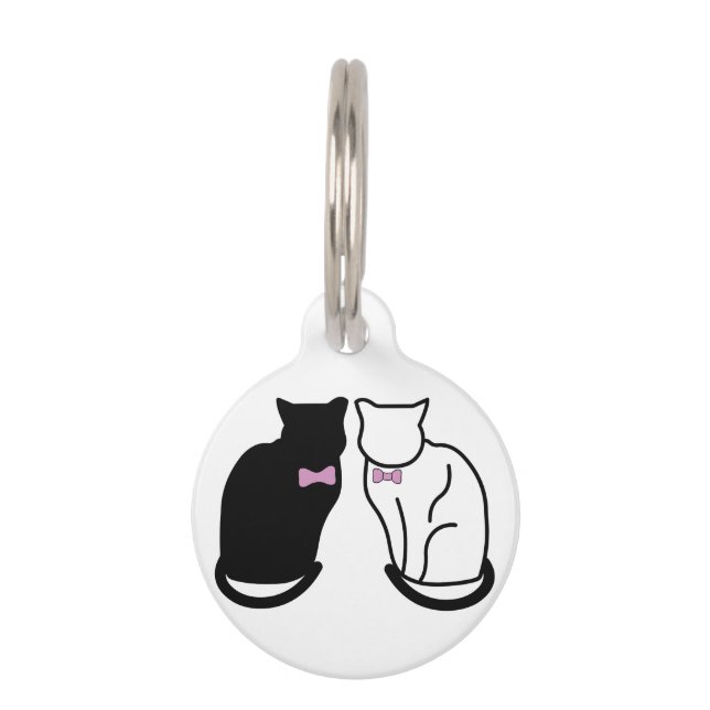 Schwarze und weiße Katze Haustiermarke (Vorderseite)