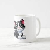 Schwarze und weiße Katze Kaffeetasse (VorderseiteRechts)