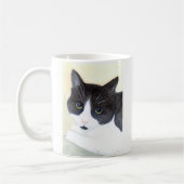 Schwarze und weiße Katze Kaffeetasse (Links)