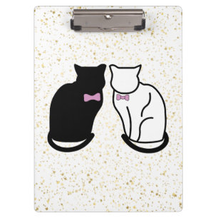 Schwarze und weiße Katze Klemmbrett
