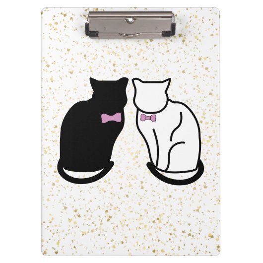 Schwarze und weiße Katze Klemmbrett (Vorderseite)