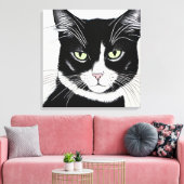 Schwarze und weiße Katze Leinwanddruck (Insitu (Wohnzimmer))