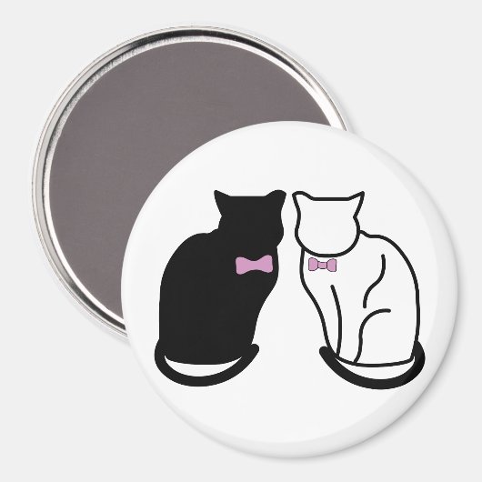 Schwarze und weiße Katze Magnet (Vorderseite/Rückseite)