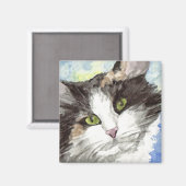 Schwarze und weiße Katze Magnet (Vorderseite/Rückseite)