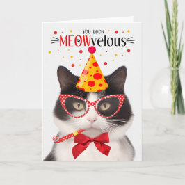 Schwarze und weiße Katze MEOWvelous Geburtstag Karte