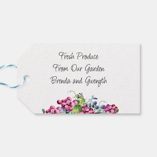 Schwarze und weiße Katze mit Grapes-Garden-Geschen Geschenkanhänger (Rückseite Horizontal)