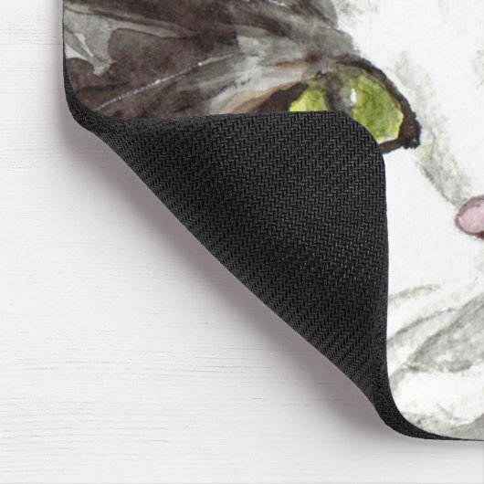 Schwarze und weiße Katze Mousepad (Ecke)