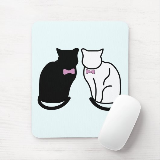 Schwarze und weiße Katze Mousepad (Mit Mouse)