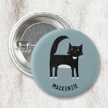 Schwarze und weiße Katze Personalisiert Button<br><div class="desc">Fun schwarz-weiße Tuxedo Katze auf einer Ente-Ei-blauen Hintergrund,  perfekt für Tiere und Haustiere Liebhaber. Ändern Sie den Namen,  um ihn zu personalisieren. Originelle Kunst von Nic Squirrell.</div>