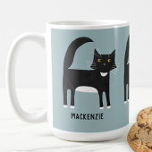 Schwarze und weiße Katze Personalisiert Kaffeetasse