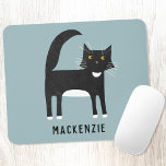 Schwarze und weiße Katze Personalisiert Mousepad<br><div class="desc">Niedliche,  schwarz-weiße Tuxedokatze auf aquamarinem Hintergrund,  perfekt für Tiere und Haustierfreunde. Katzen Liebe eine Maus. Ändern Sie den Namen,  um ihn zu personalisieren. Originelle Kunst von Nic Squirrell.</div>