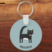 Schwarze und weiße Katze Personalisiert Schlüsselanhänger (Rückseite)