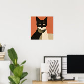 Schwarze und weiße Katze Poster (Heimbüro)