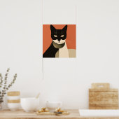 Schwarze und weiße Katze Poster (Küche)