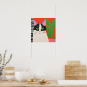 Schwarze und weiße Katze Poster (Küche)