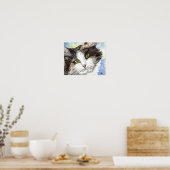 Schwarze und weiße Katze Poster (Küche)