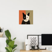 Schwarze und weiße Katze Poster (Heimbüro)