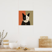 Schwarze und weiße Katze Poster (Küche)