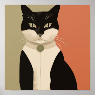 Schwarze und weiße Katze Poster