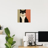 Schwarze und weiße Katze Poster (Heimbüro)
