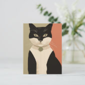 Schwarze und weiße Katze Postkarte (Stehend Vorderseite)