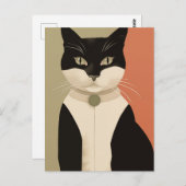 Schwarze und weiße Katze Postkarte (Vorne/Hinten)