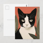 Schwarze und weiße Katze Postkarte (Vorne/Hinten)