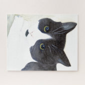 Schwarze und weiße Katze Puzzle (Horizontal)