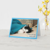 Schwarze und weiße Katze schlafen Karte (Gelbe Blume)